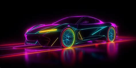 Premium AI Image | Neon car with neon colors on the front