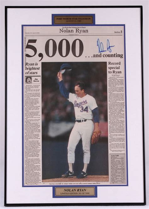 Nolan Ryan Signed "5,000 Strikeouts" LE Rangers 18x26 Custom Framed ...