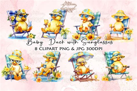 Baby Duck with Sunglasses Clipart Graphic by Diceenid · Creative Fabrica