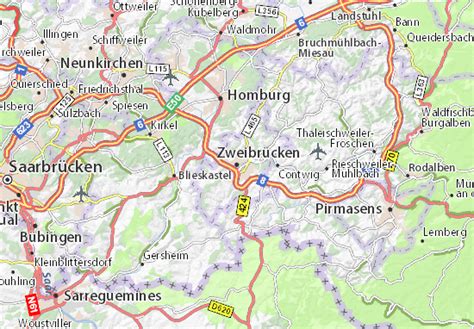 Map of Zweibrücken - Michelin Zweibrücken map - ViaMichelin