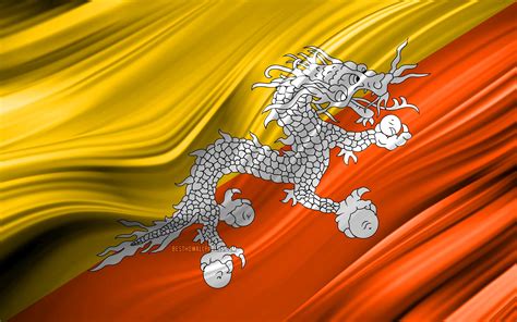 Download wallpapers 4k, Bhutan flag, Asian countries, 3D waves, Flag of Bhutan, national symbols ...