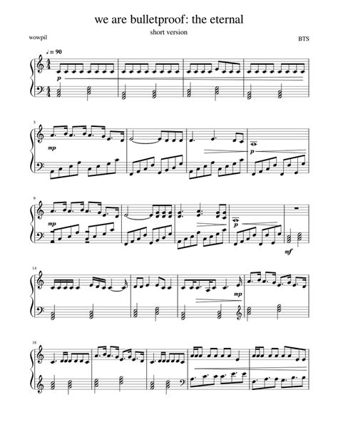 Download and print in PDF or MIDI free sheet music for We Are Bulletproof: The Eternal by BTS ...