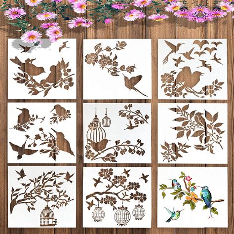 Buy 9PCS Birds Stencils for Painting-Large Flying Bird Stencil-Reusable ...