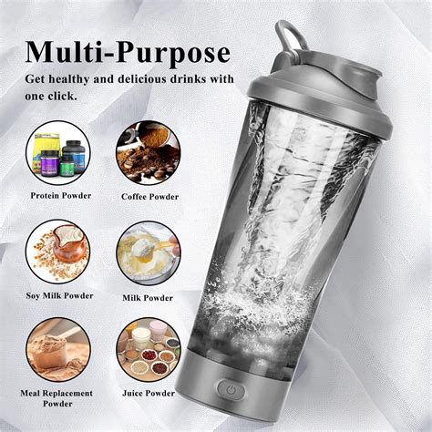 Electric Protein Shaker Bottle, 16 oz Rechargeable Protein Shaker with Powder Storage Box, BPA ...