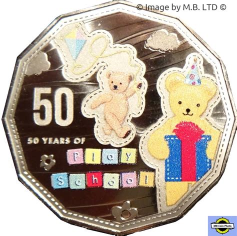 50 Cents - Elizabeth II (4th Portrait - 50th Anniversary of Play School, Big Ted) - Australia ...