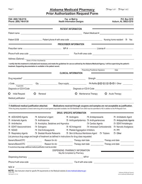 Free Alabama Medicaid Prior (Rx) Authorization Form - PDF – eForms