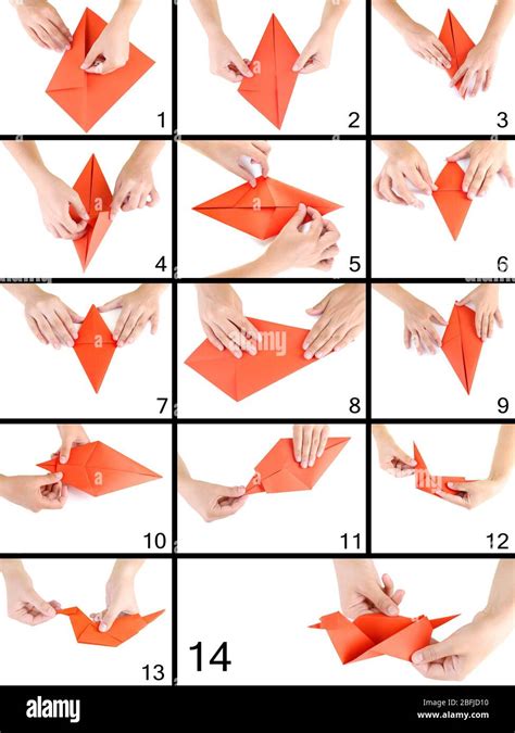 Origami paper bird. Instructions for assembly Stock Photo - Alamy