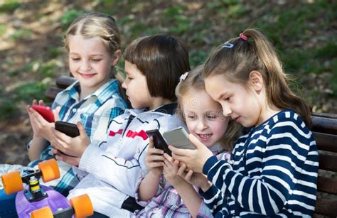 Portrait of Little Kids Playing with Phones Stock Image - Image of lifestyle, devices: 95273211