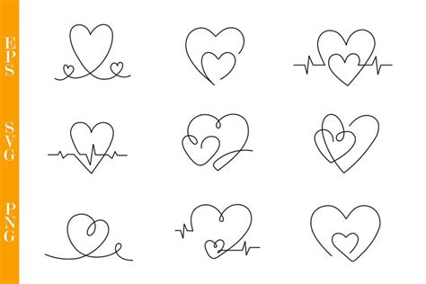 Line hearts SVG | Line heartbeat SVG | heart tatoo (654533)