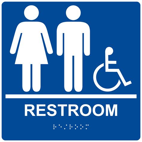 ADA Restroom With Symbol Braille Sign RRE-120-99_WHTonBLU Restrooms