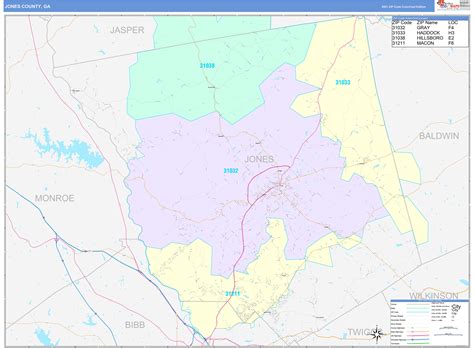 Jones County, GA Wall Map Color Cast Style by MarketMAPS - MapSales