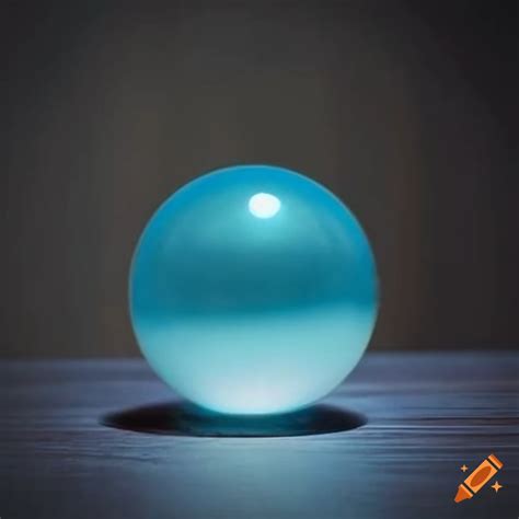 Glass ball on wooden table