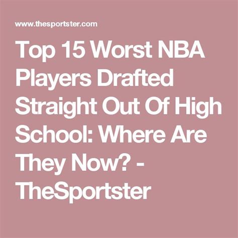 Top 15 Worst NBA Players Drafted Straight Out Of High School: Where Are ...