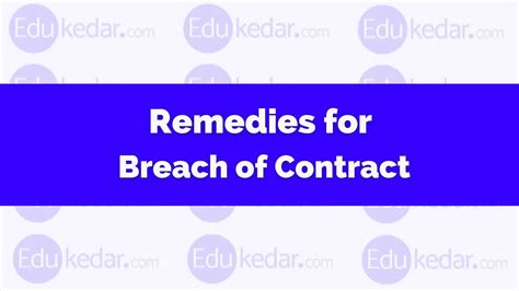 Remedies for Breach of Contract: Explain Meaning with Example