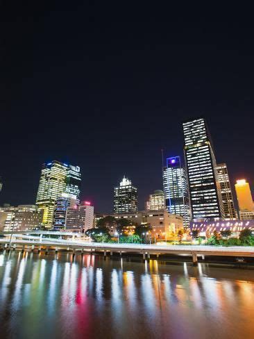 'Brisbane Skyline at Night Reflected in Brisbane River, Brisbane, Queensland, Australia, Pacific ...