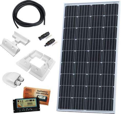 150W 12V Photonic Universe dual battery solar charging kit made of monocrystalline solar cells ...