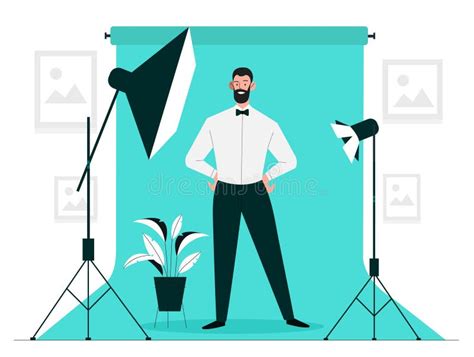 Man at photosession stock vector. Illustration of photoshoot - 274927728
