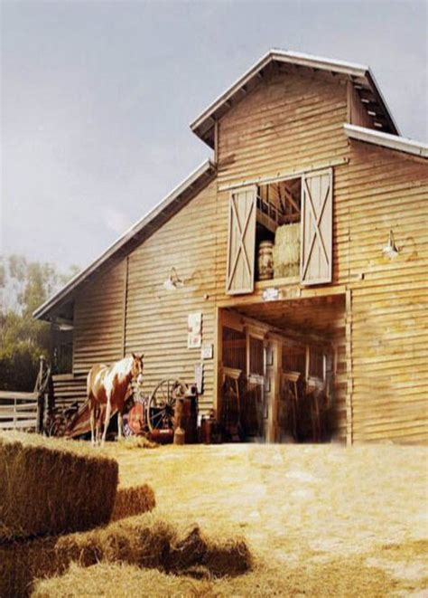 Blonde Barn With Hay Mow Doors Opened | Hay barn, Country barns, Farm barn