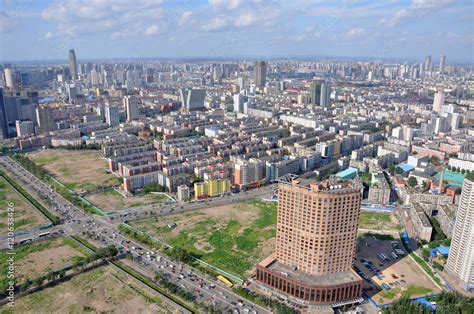 Shenyang City Skyline Aerial view, Liaoning Province, China. Shenyang is the largest city in ...