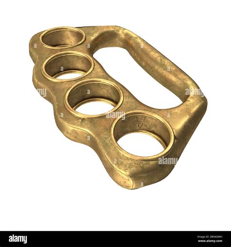 brass knuckles with spikes on an isolated white background. 3d ...