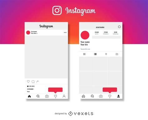 Instagram post and profile mockup - Vector download