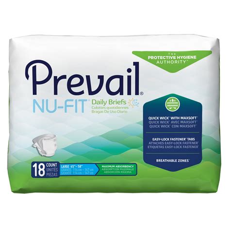 Prevail Nu-Fit Daily Briefs, Incontinence, Disposable, Maximum ...