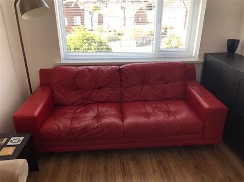 For Sale: Good Condition Red Leather Sofa (used) | in Carlton ...