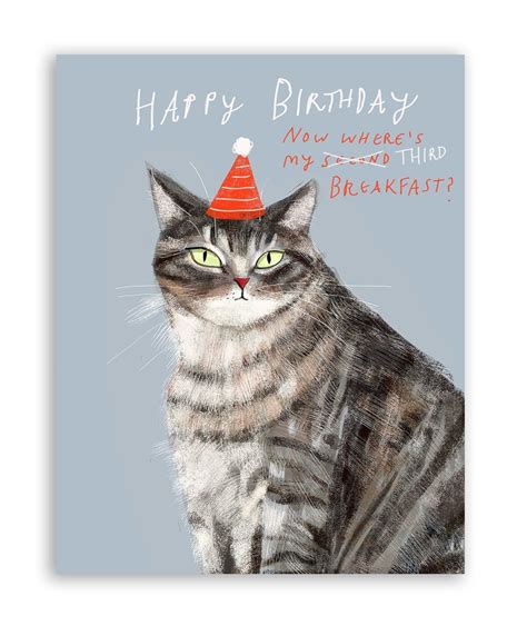 Second/third Breakfast Birthday Funny Cat Card Funny Birthday Card - Etsy