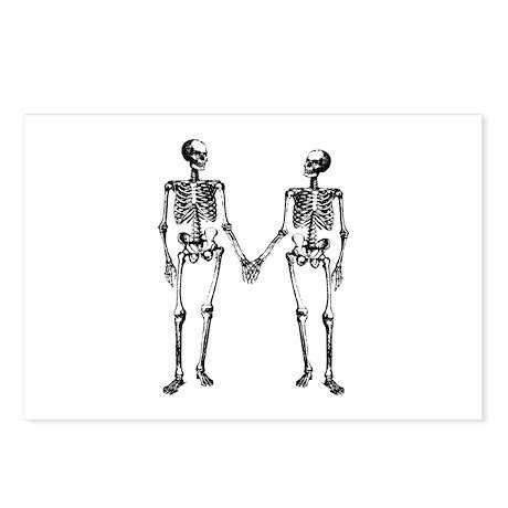 Skeletons Holding Hands Postcards (Package of 8) by VoxVintage