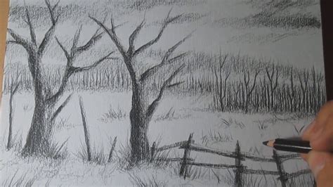 Charcoal Pencil Drawing Landscape - bestpencildrawing