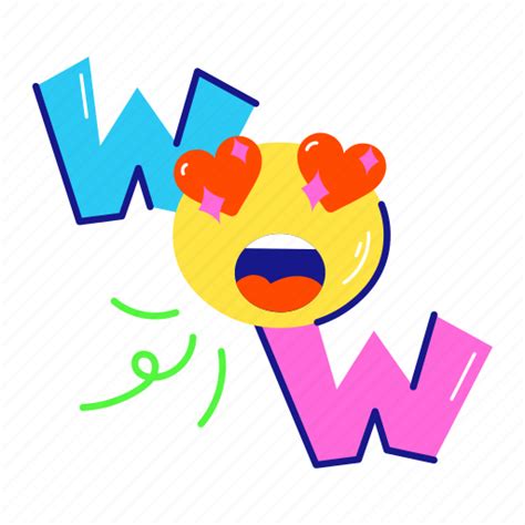 Wow emoji, wow word, word text, wow font, love emoji sticker - Download ...