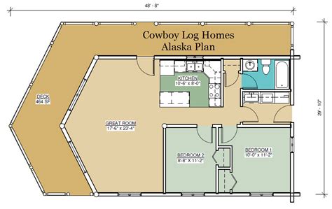 Alaska Floor Plan 888 Square Feet | Cowboy Log Homes