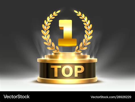 Top 1 best podium award sign golden object Vector Image