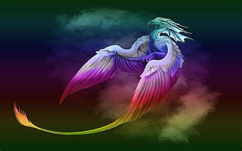 1366x768px | free download | HD wallpaper: multicolored dragon illustration, Fantasy, Phoenix ...