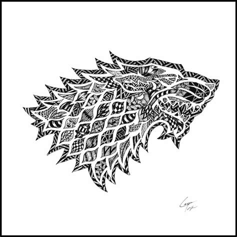 House Stark Sigil. The wolf. Game of Thrones Zentangle and more. By Telfer Zentangle. Game Of ...