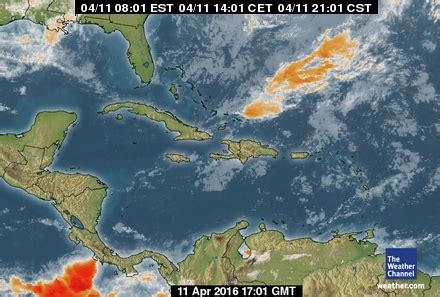 Weather Channel Caribbean Satellite Map - Time Zones Map