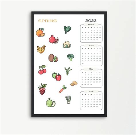 Fruits and Vegetables Harvest Calendar Printable Wall - Etsy