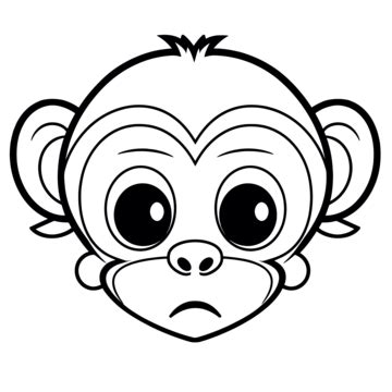 Cartoon Drawn Monkey Face Coloring Page Outline Sketch Drawing Vector, Monkey Face Drawing ...