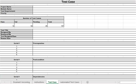 Test Case Excel Template