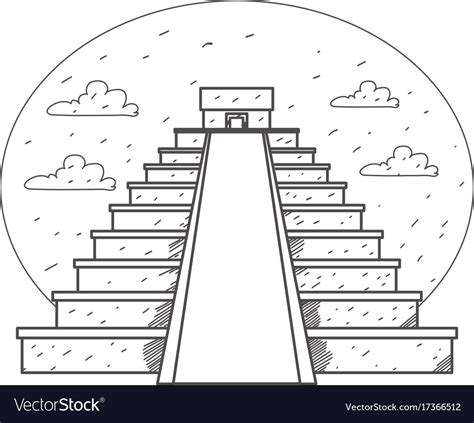 Teotihuacan pyramid of the sun and pyramid Vector Image