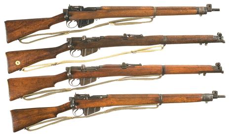 Four British Military Rifles -A) British No. 4 MK I Enfield rifle B) BSA Enfield No. I MK Rifle C)