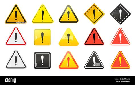 Caution signs. Danger and warning icons set in yellow triangle. Vector symbols Stock Vector ...