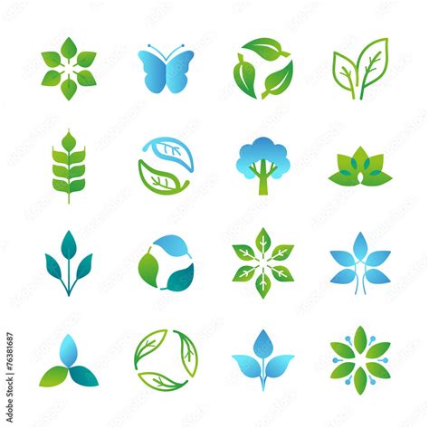 Vector green logos and emblems Stock Vector | Adobe Stock