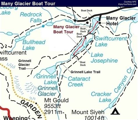 Many Glacier Boat Tour Map, Glacier National Park Map | Many glacier ...