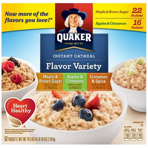 Quaker Flavor Variety Instant Oatmeal, Individual Packets, 52 Ct - Walmart.com - Walmart.com