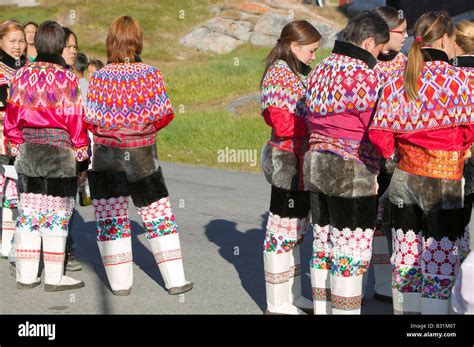 Inuit women wearing traditional Greenlandic national costume or Stock Photo, Royalty Free Image ...