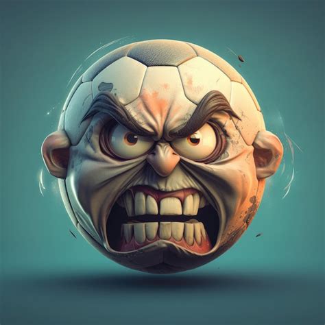 Premium AI Image | Funny soccer ball with angry face Sport concept