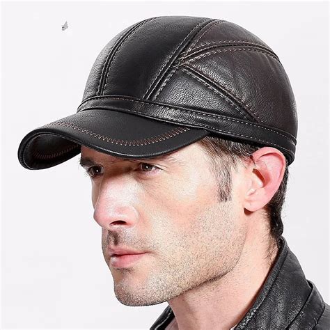 2018 Winter Baseball Cap For Men Leather Warm Hats Casquette Men Snapback Dad Hat Adjustable Hip ...