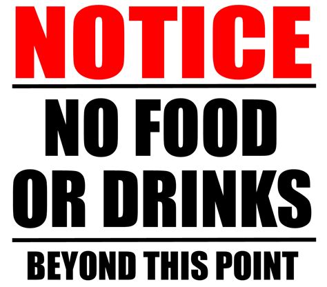 No Food Or Drink Signs Printable