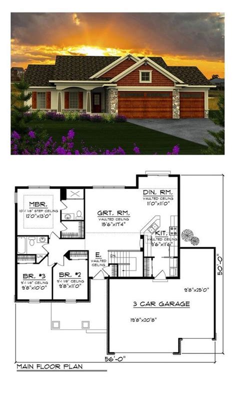 Ranch Style with 3 Bed, 2 Bath, 3 Car Garage | Ranch style house plans ...